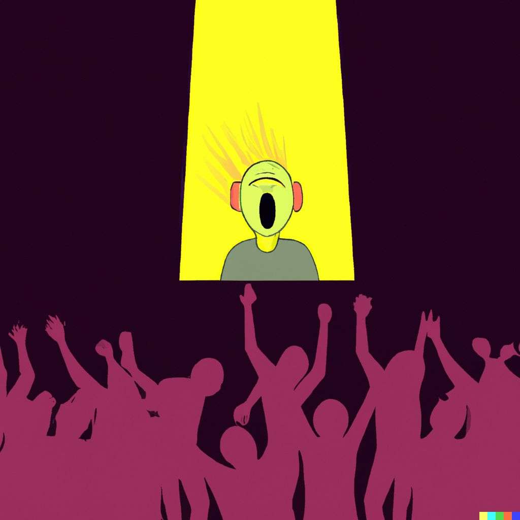 a representation of anxiety at a music concert